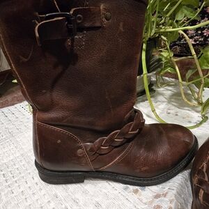 Brown Ankle Boots with Braided Strap